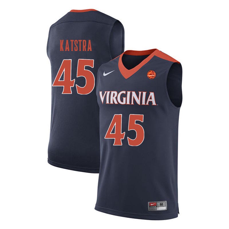 Men Virginia Cavaliers #45 Austin Katstra College Basketball Jerseys-Navy - Click Image to Close